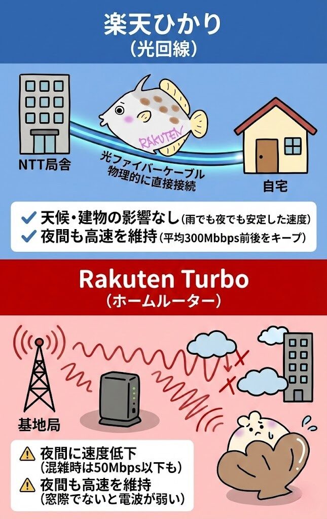 ひかりとTurbo電波違い