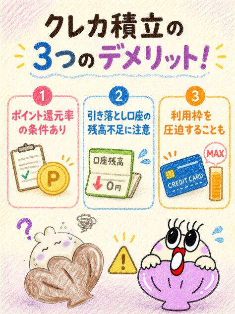 クレカ積立のデメリット｜還元率変更・対応カード限定・元本割れに注意