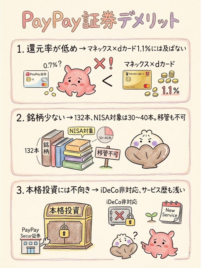 PayPay証券のクレカ積立のデメリット