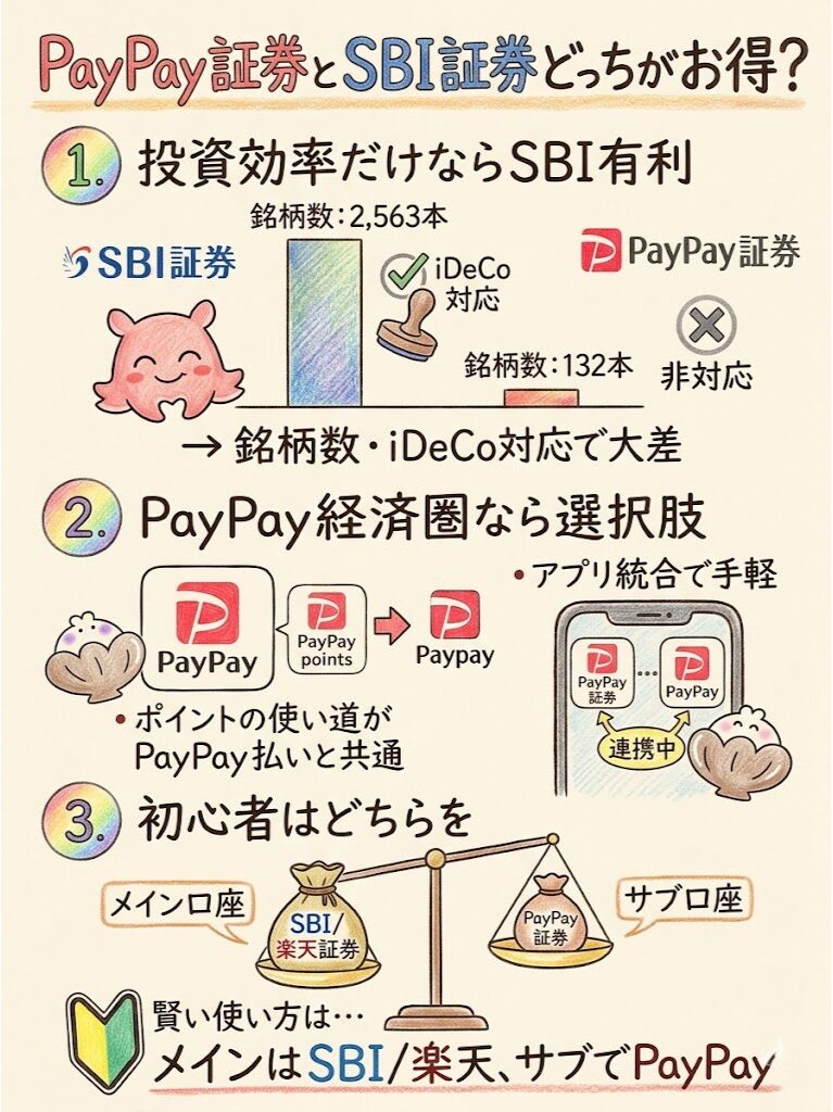PayPay証券とSBI証券どっちがお得？