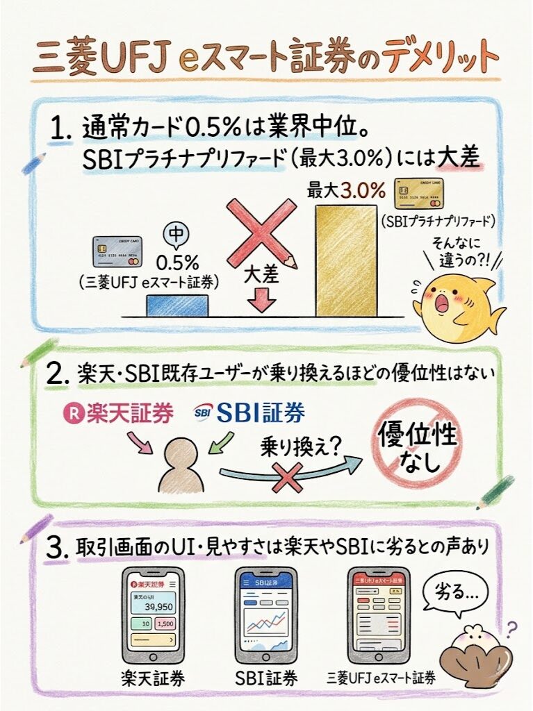 三菱UFJeスマート証券　デメリット