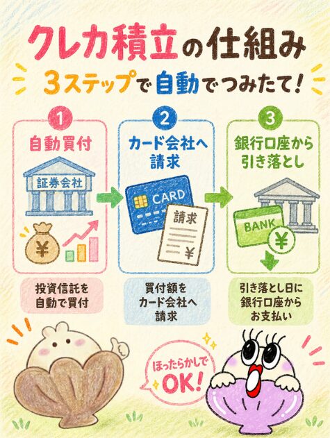 クレカ積立の仕組み｜証券会社が買って、翌月クレカ請求として引き落とし