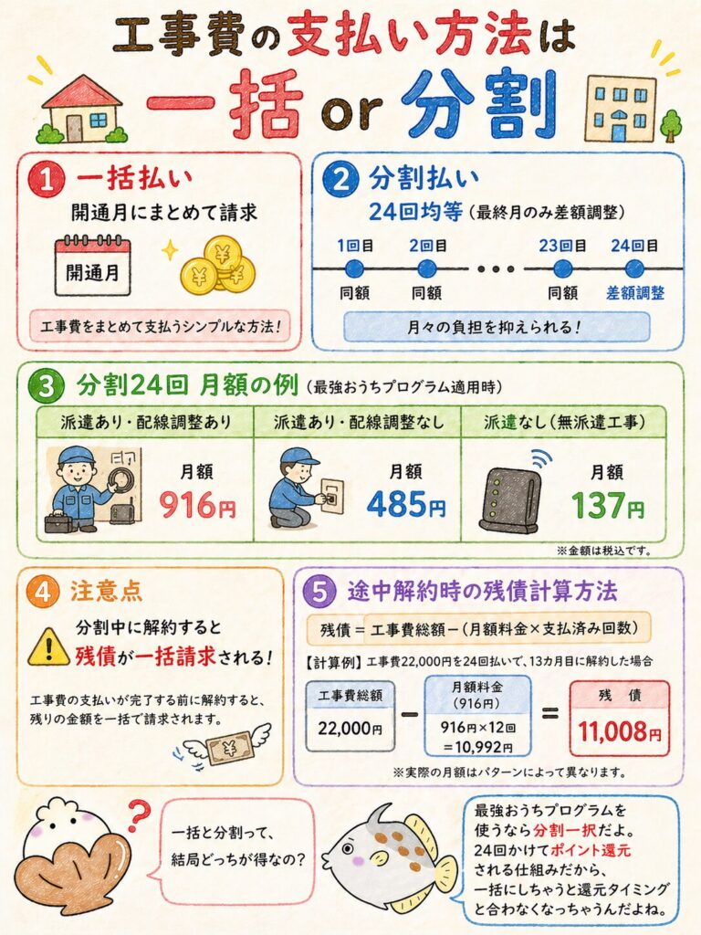 楽天ひかり工事費の支払い方法