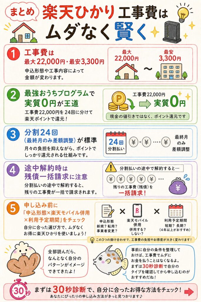 まとめ|楽天ひかりの工事費は事前確認でムダを防げる