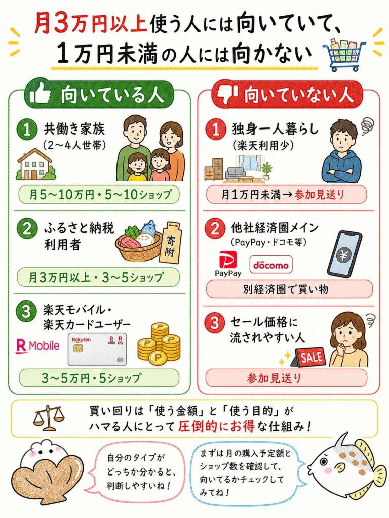 楽天買い回りに向いている人・向いていない人