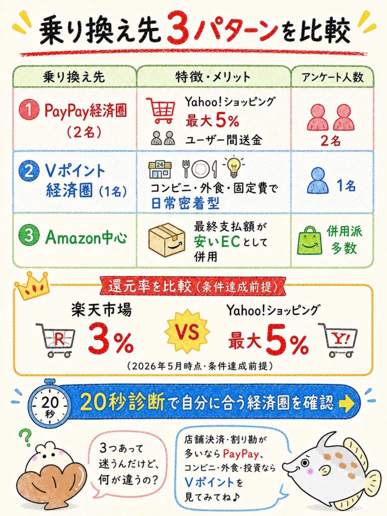 楽天経済圏をやめた人の乗り換え先
