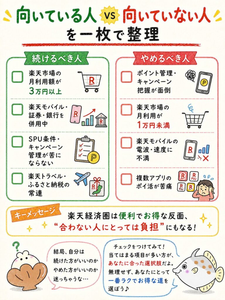 楽天経済圏をやめるべき人・続けるべき人まとめ