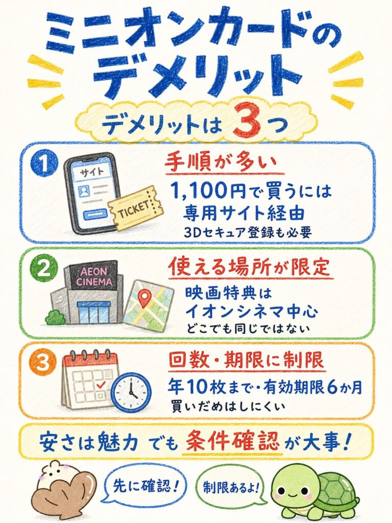 ミニオンカードのデメリット