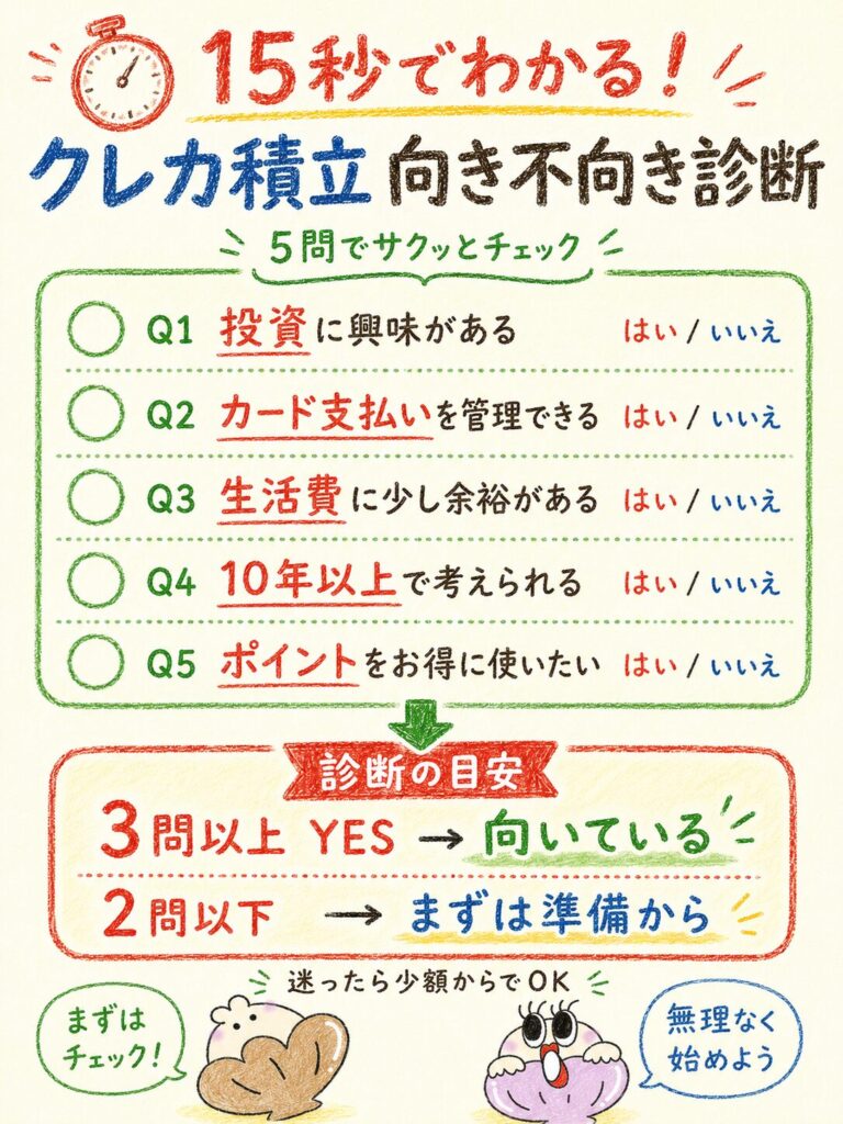 15秒でわかる!クレカ積立 向き不向き診断