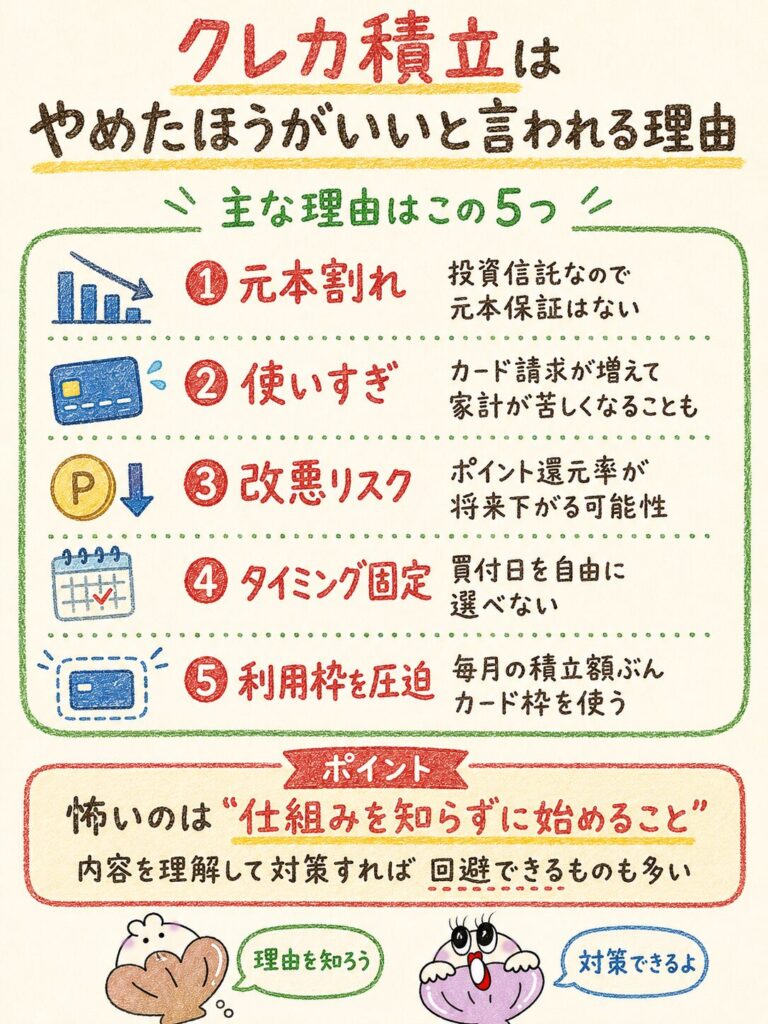 クレカ積立はやめたほうがいいと言われる理由