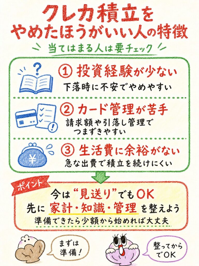 クレカ積立をやめたほうがいい人の特徴