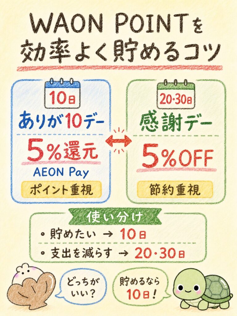 WAON POINTを効率よく貯めるコツ(特典日活用)