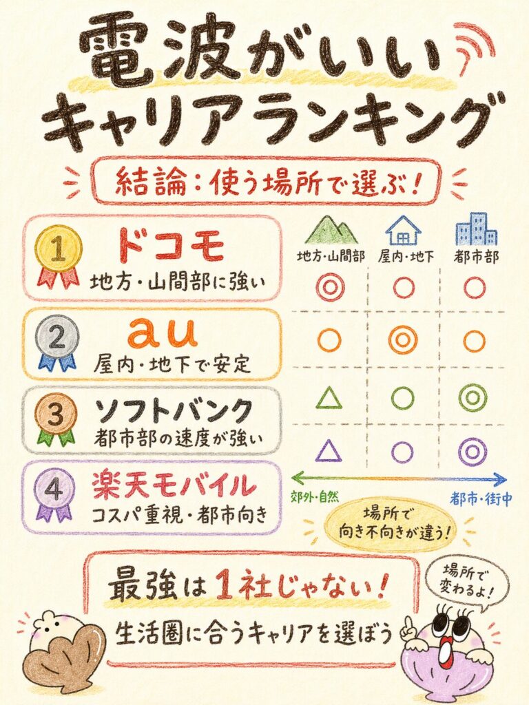 電波がいいキャリアランキング