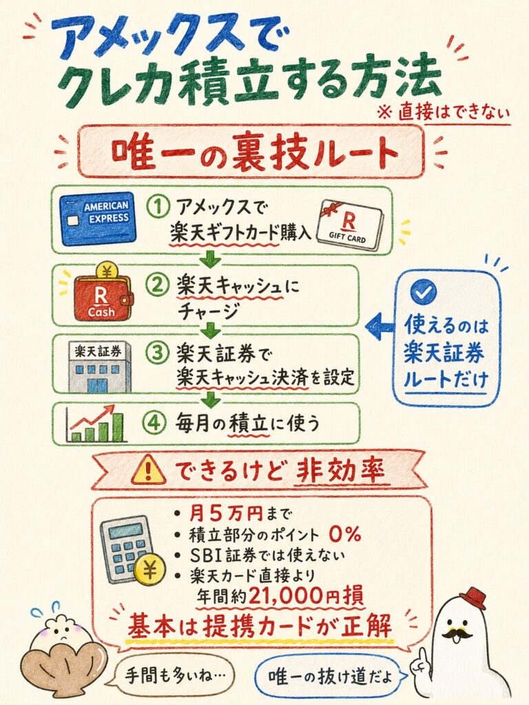 アメックスでクレカ積立する方法(裏技ルート)