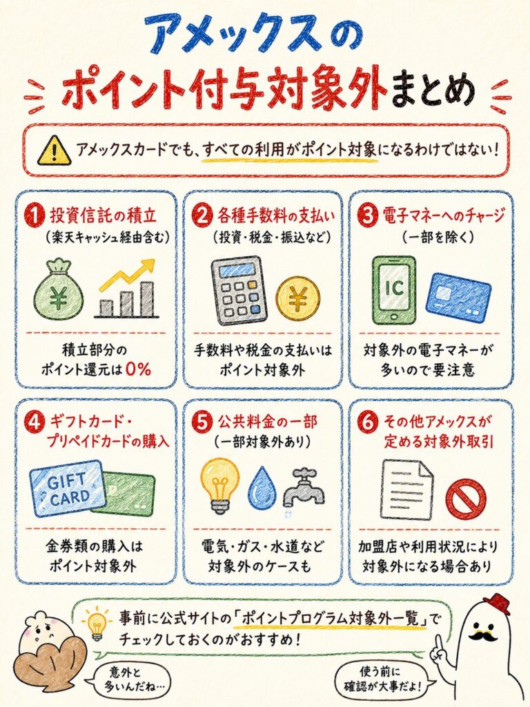 アメックスのポイント付与対象外まとめ