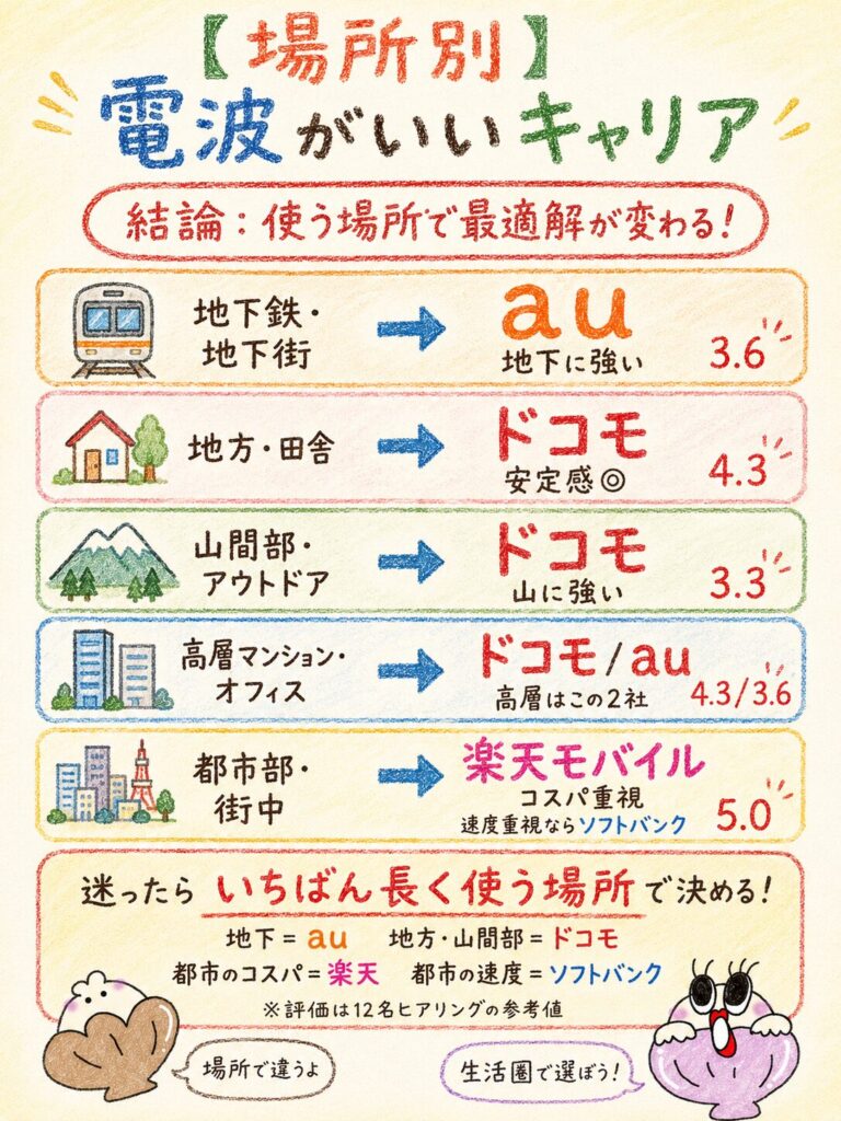 【場所別】電波がいいキャリア