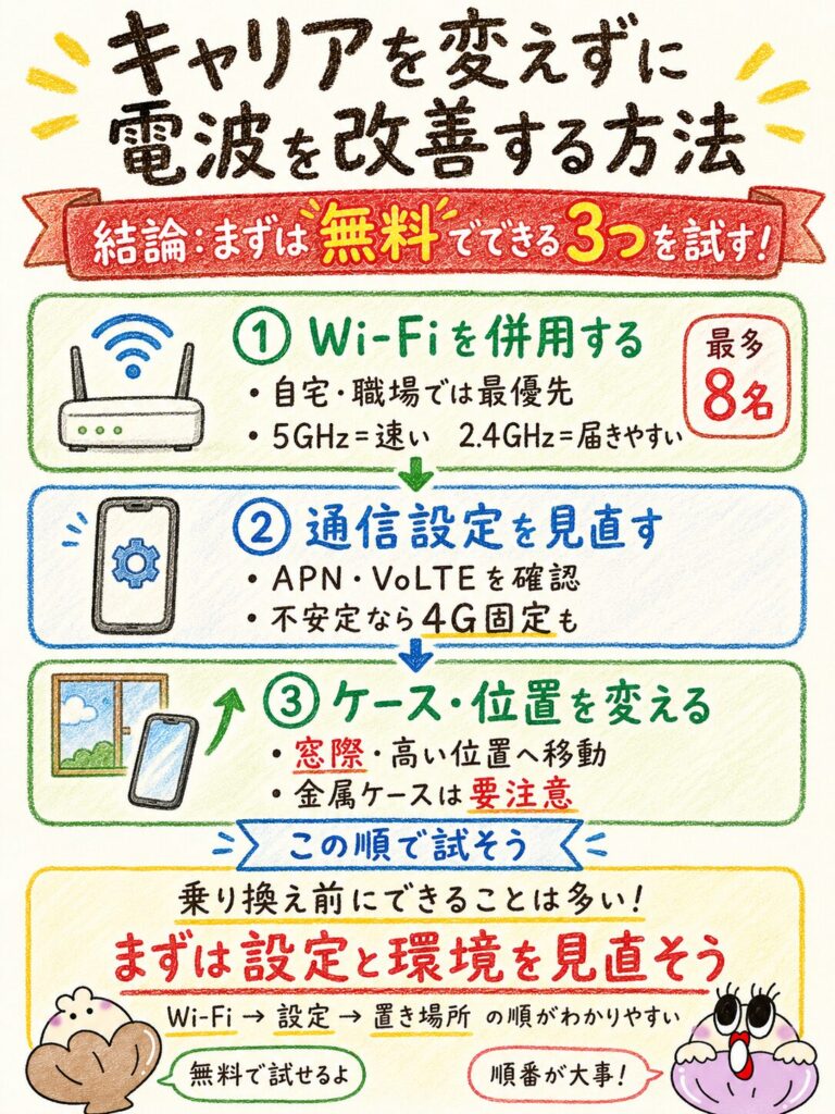 キャリアを変えずに電波を改善する方法