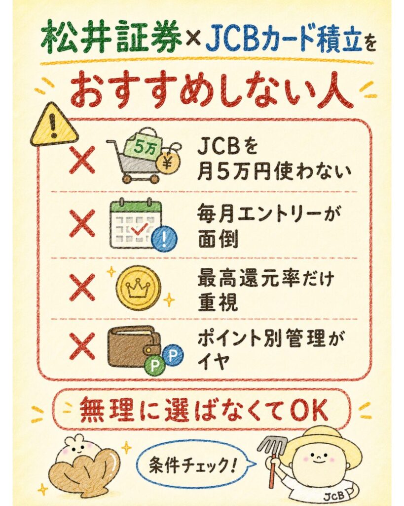 松井証券×JCBカード積立をおすすめしない人