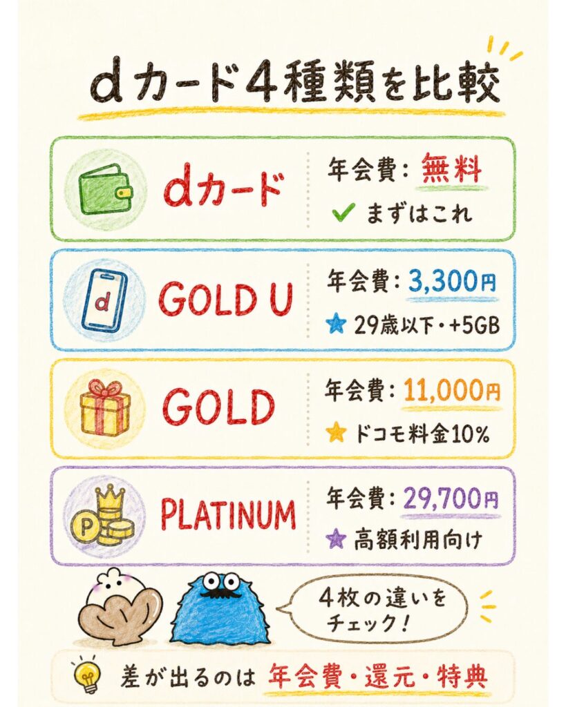 dカード4種類を比較