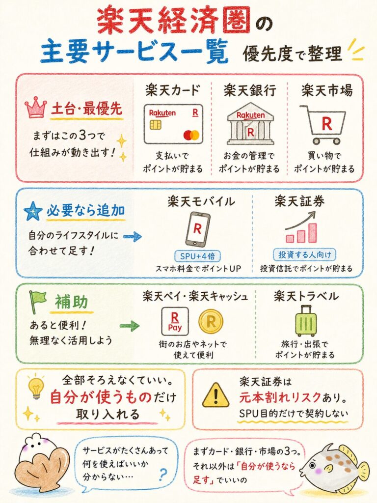 楽天経済圏を攻略する基本サービス