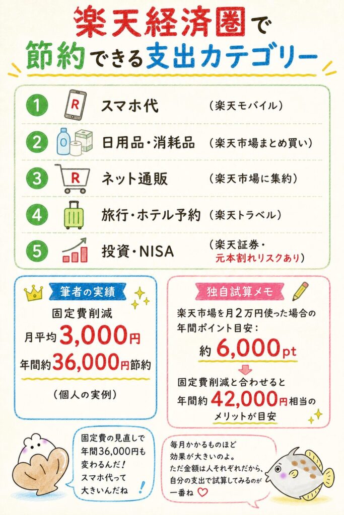 楽天経済圏で節約できる支出