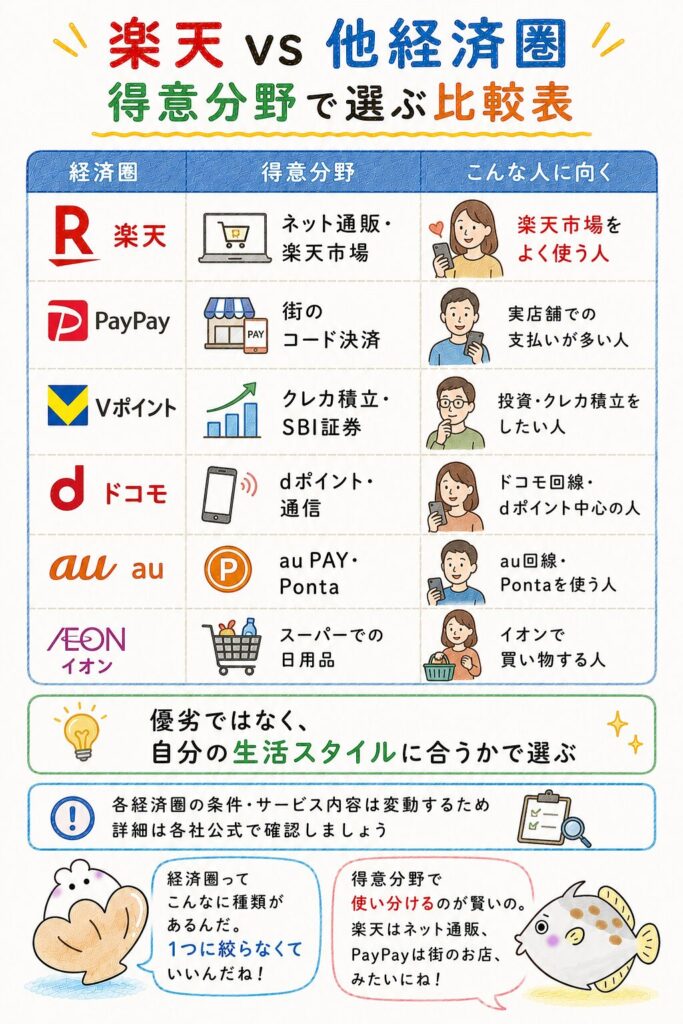 楽天経済圏と他の経済圏を比較