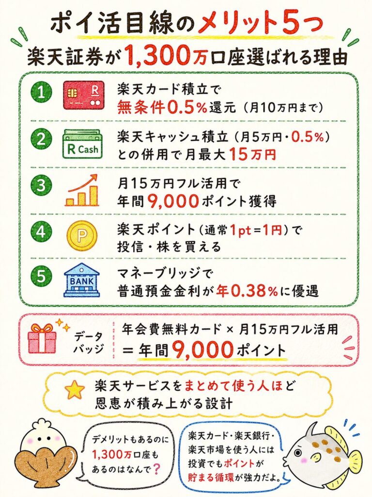 クレカ積立・ポイ活目線で見る楽天証券のメリット