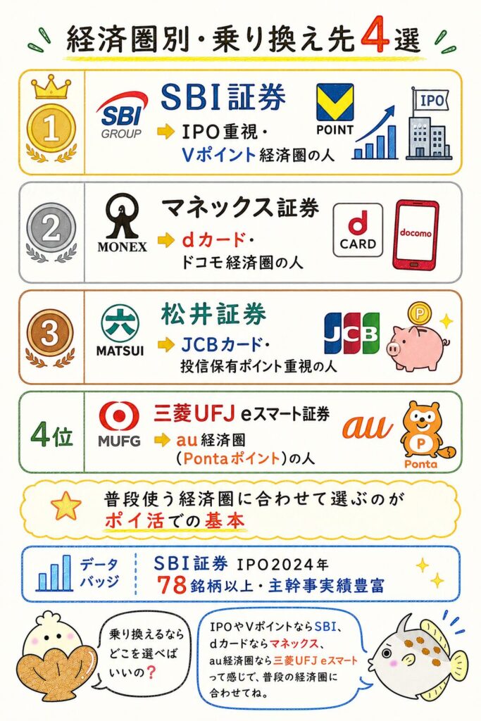 楽天証券をやめたい人におすすめの乗り換え先