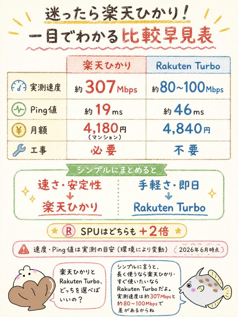 楽天ひかりとRakuten Turboを比較｜結局どっちがおすすめ？