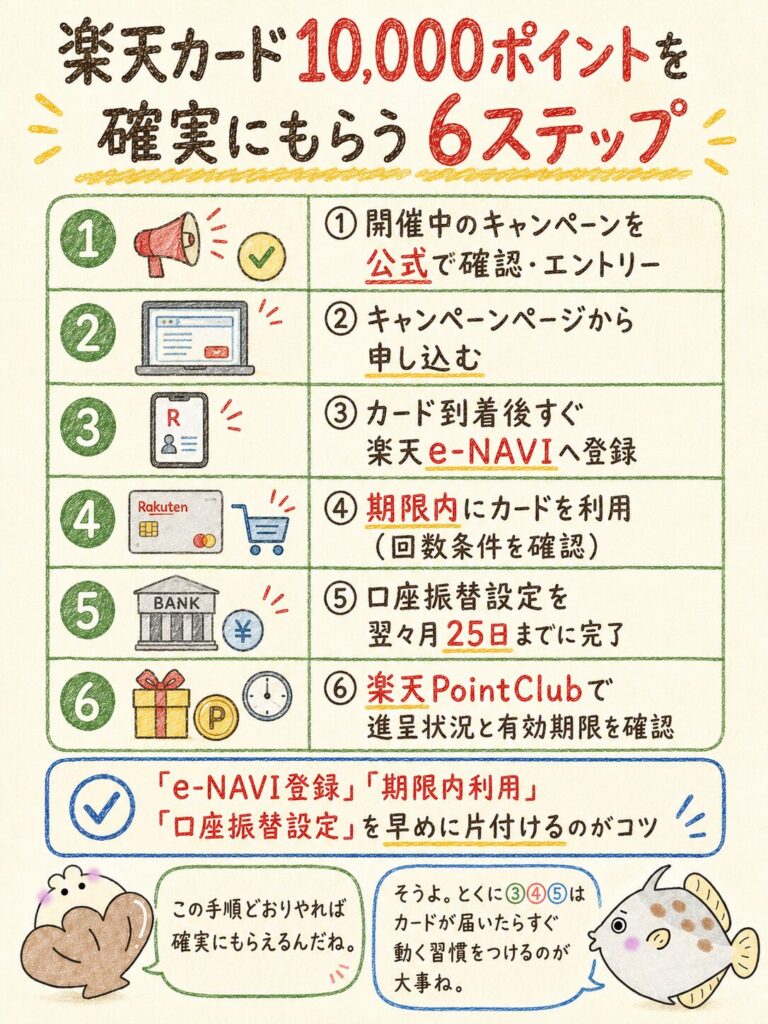 楽天カード10,000ポイントを確実にもらう手順