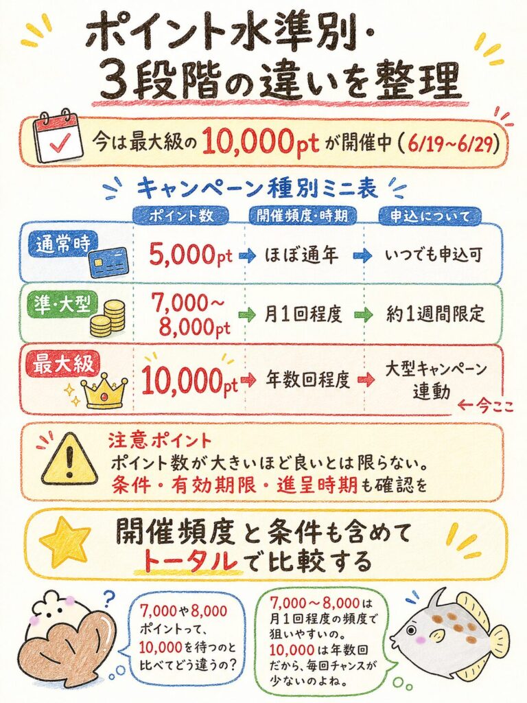 7,000・8,000・10,000ポイントキャンペーンの違い