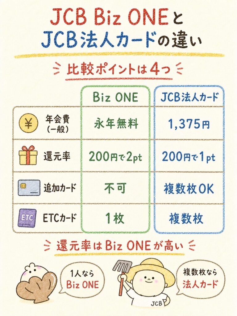 JCB Biz ONEとJCB法人カードの違い