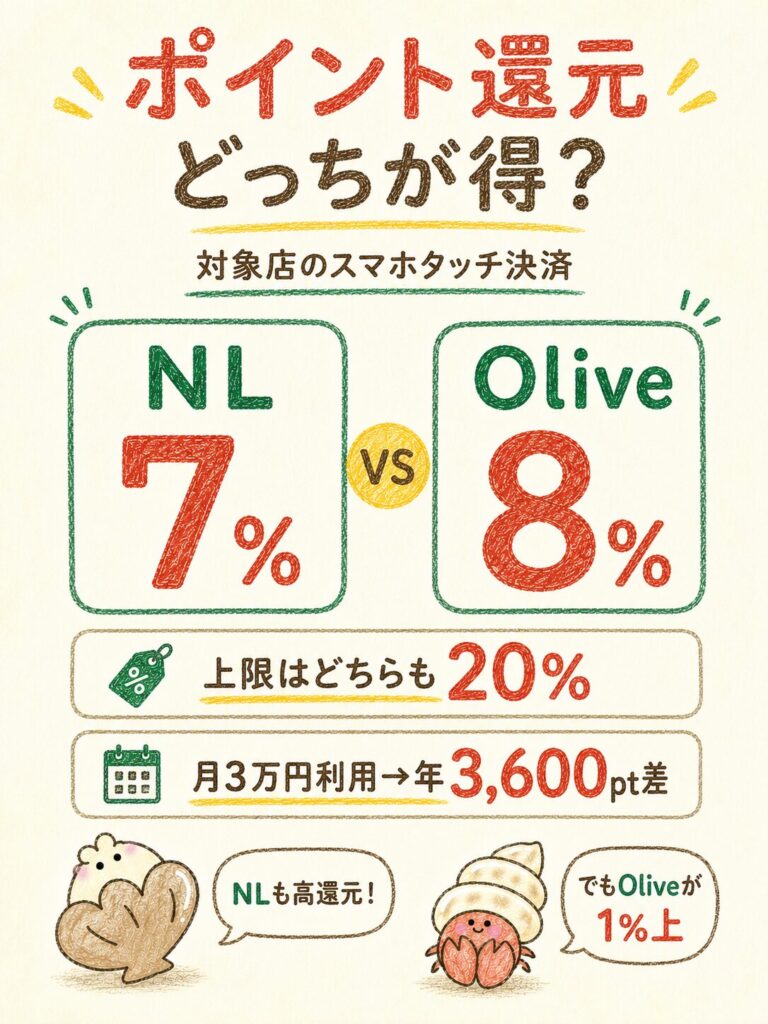 三井住友カード(NL)とOliveのポイント還元を比較