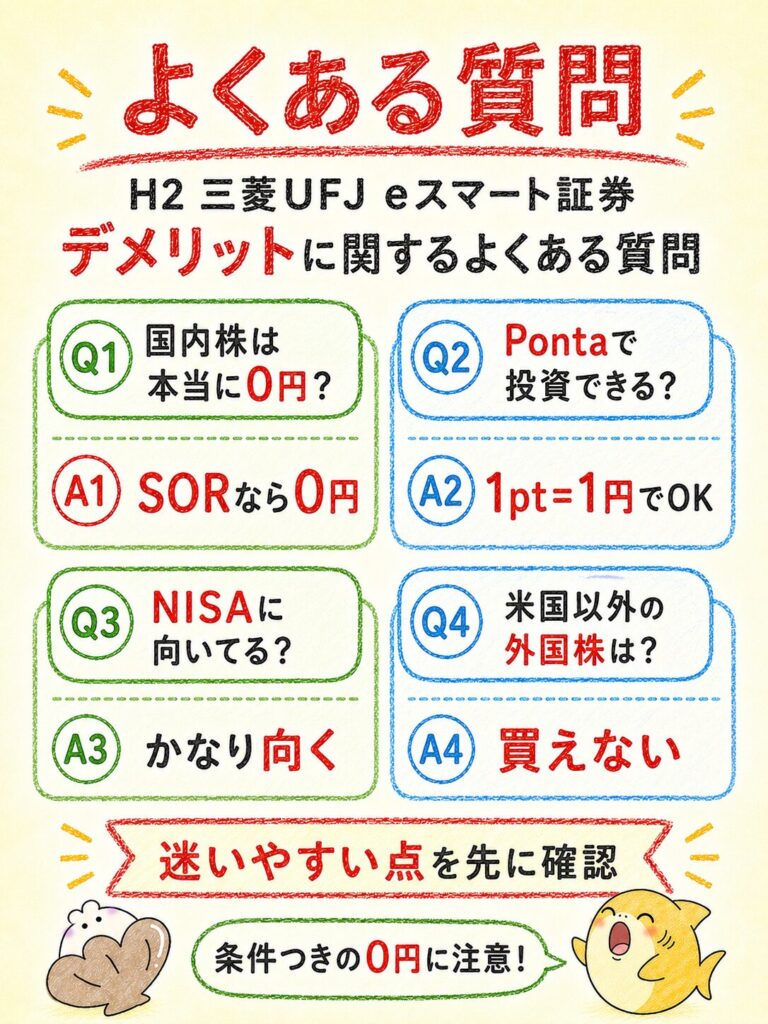 三菱UFJ eスマート証券 デメリットに関するよくある質問