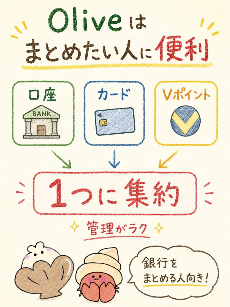 【結論】Oliveは口座・カード・ポイントをまとめたい人には便利