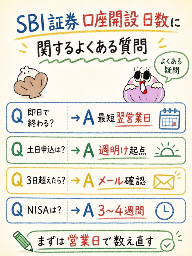 SBI証券の口座開設は何日かかる？_SBI証券 口座開設 日数に関するよくある質問