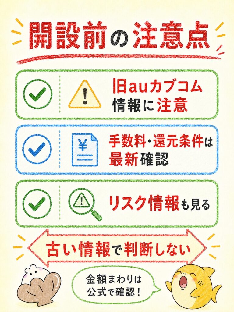 口座開設前に確認したい注意点