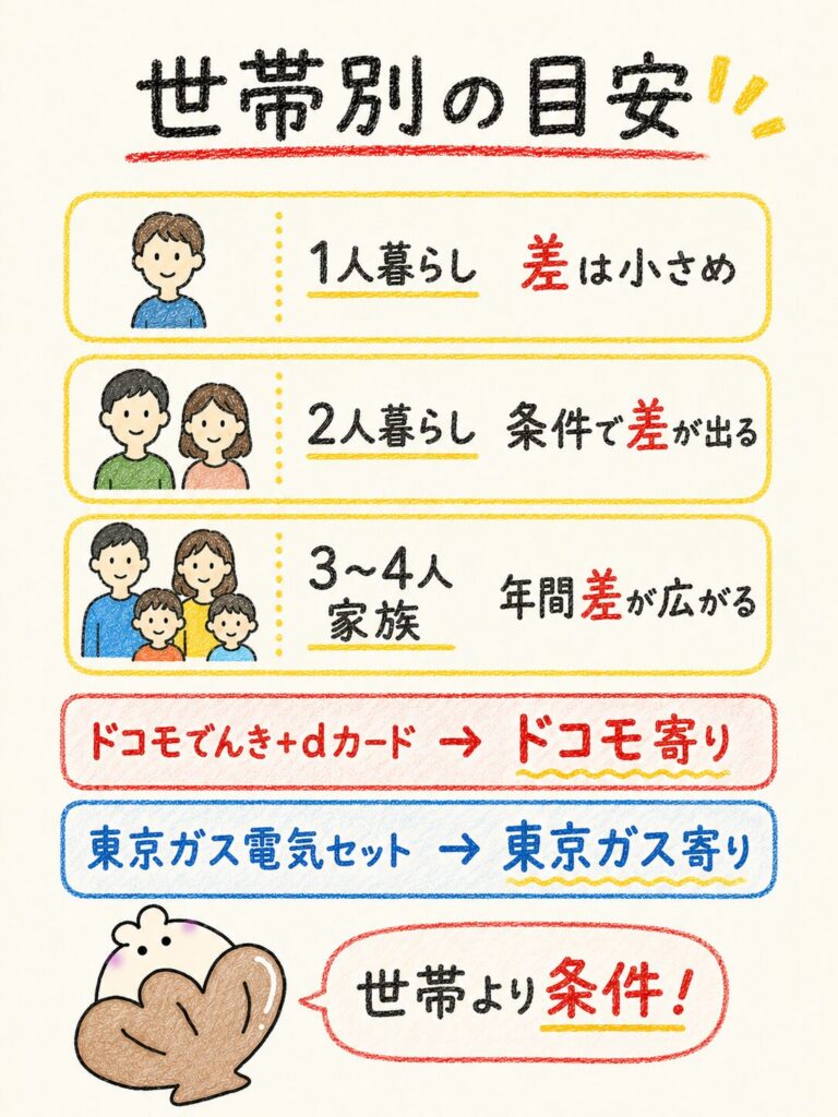 世帯別｜どちらがお得になりやすい？