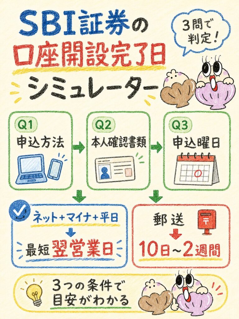 SBI証券の口座開設は何日かかる？_SBI証券の口座開設完了日シミュレーター