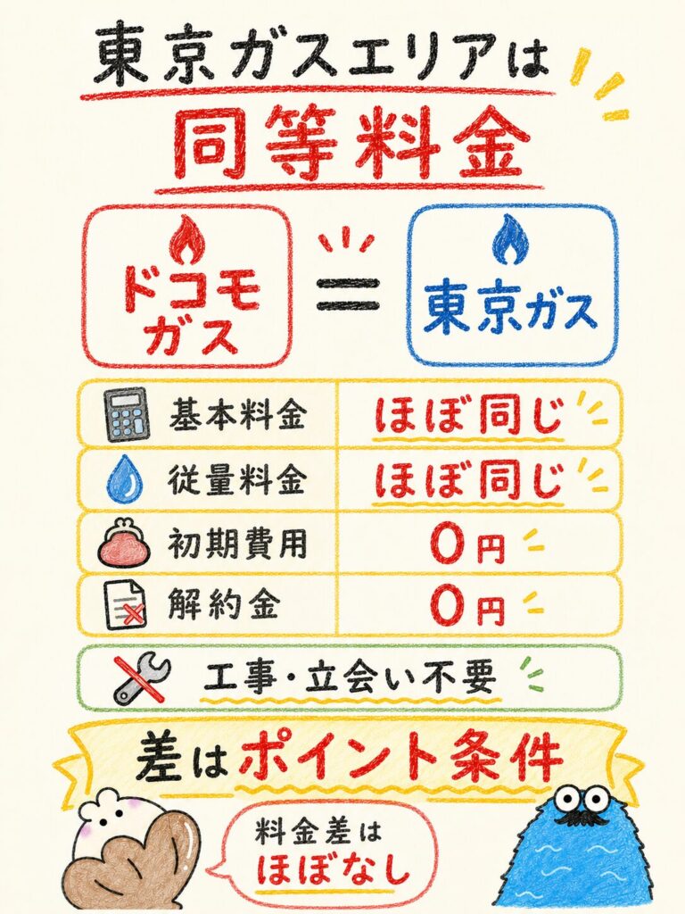ドコモ ガスと東京ガスの料金を比較