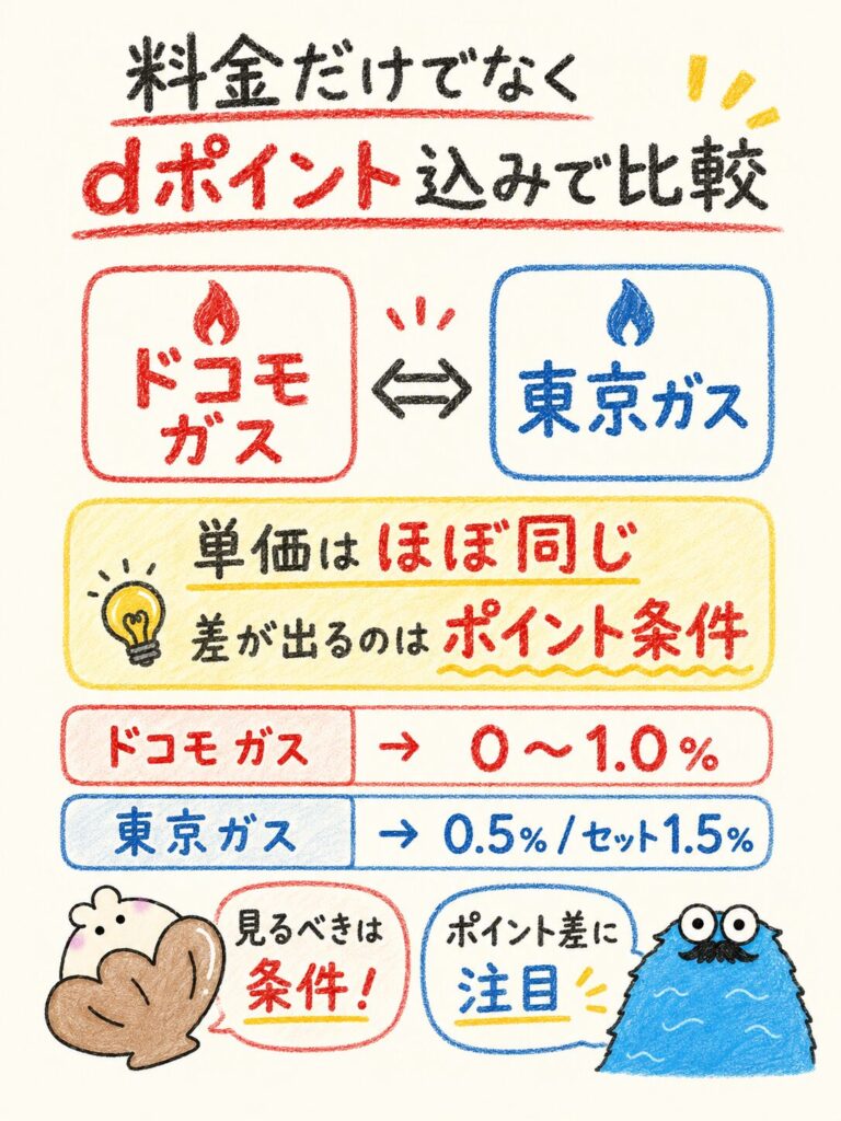 【結論】ドコモ ガスと東京ガスは料金だけでなくdポイント込みで比較する