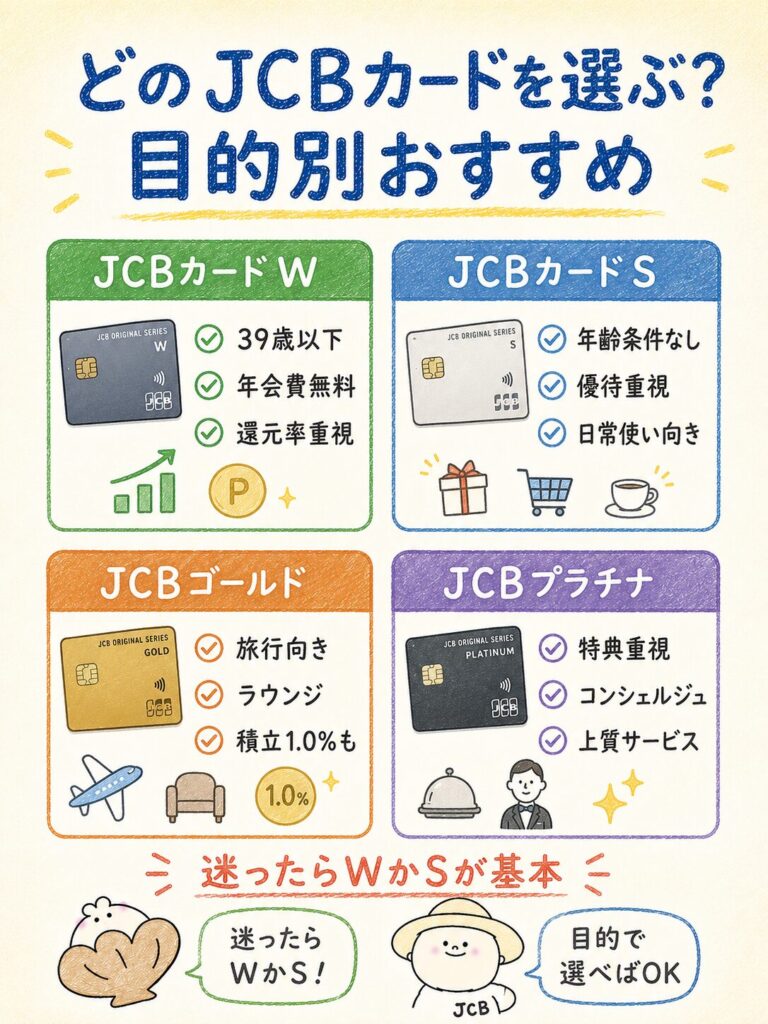 JCB経済圏のメインカードはどれ?目的別に比較