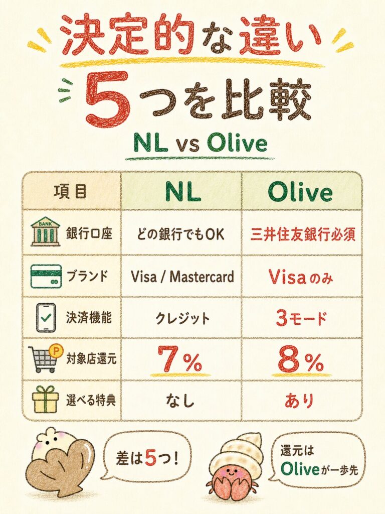 三井住友カード(NL)とOliveの決定的な違い比較表