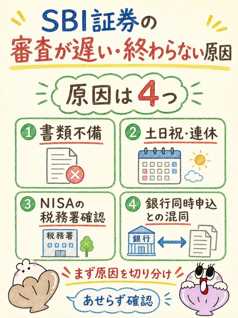 SBI証券の口座開設は何日かかる？_SBI証券の審査が遅い・終わらない原因