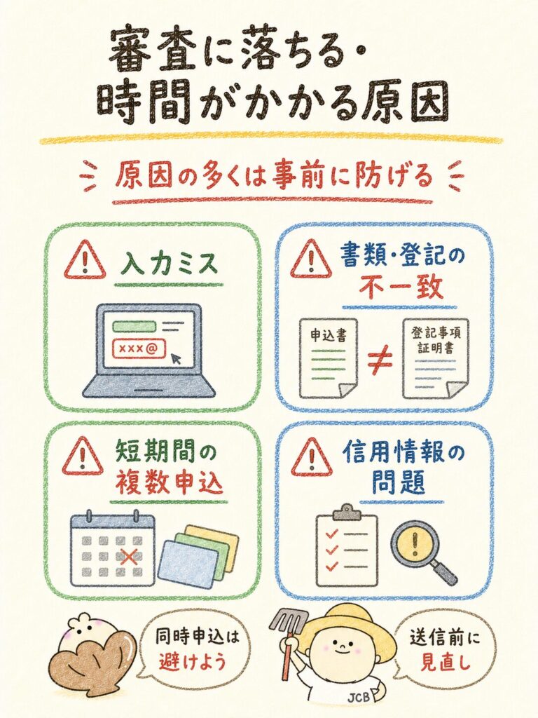 審査に落ちる・時間がかかる原因