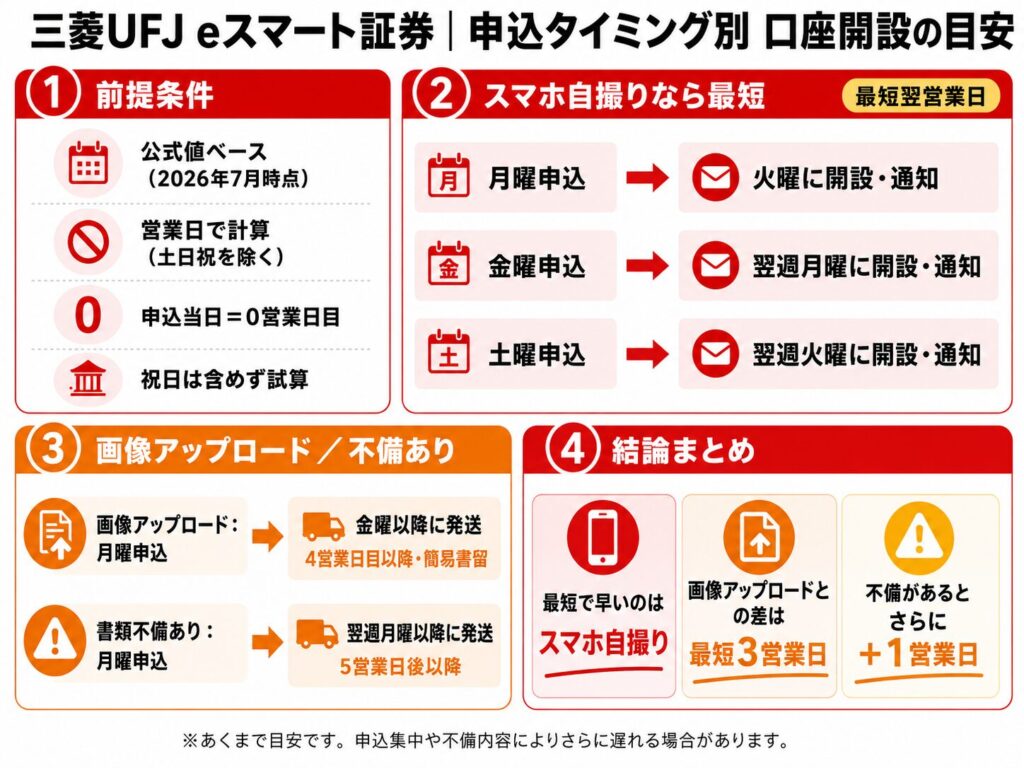 申し込みタイミング別口座開設目安