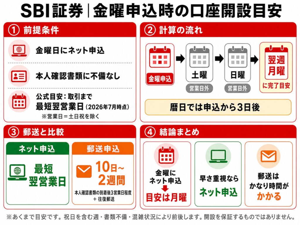 SBI証券の口座開設は何日かかる？_口座開設の目安