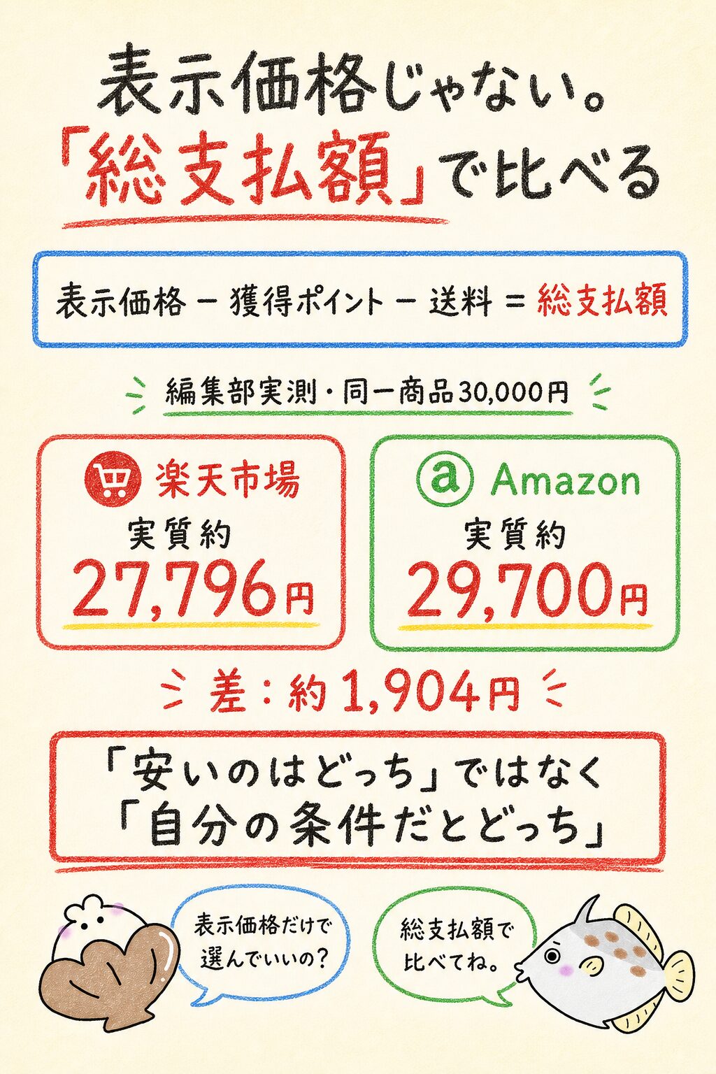 【結論】楽天市場とAmazonは商品価格ではなく総支払額で使い分ける