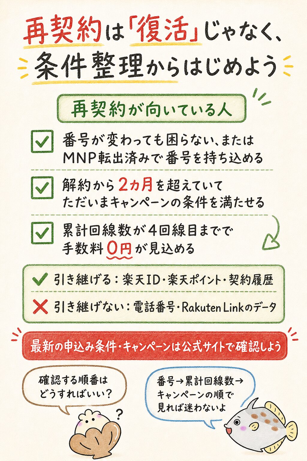 結論｜楽天モバイル 再契約は条件を整理して自分に合う選択をしよう